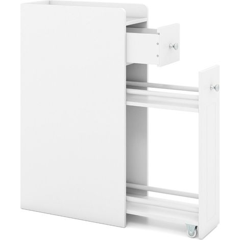 Mueble de baño estrecho de 40 x 18 x 70 cm con modernos cajones deslizantes en MDF blanco 200018971