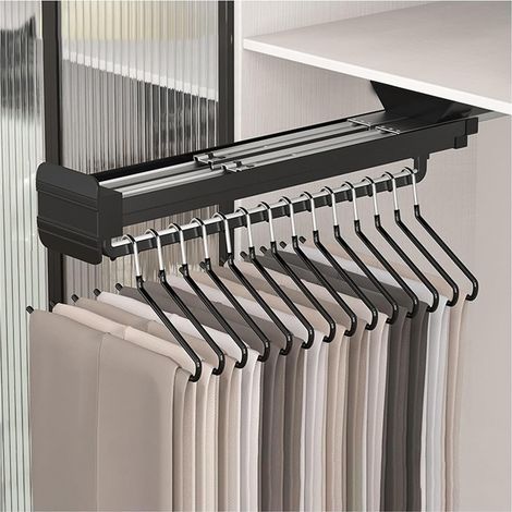 Porte-Pantalons Coulissant, Tige De Porte-Pantalons Télescopique, Muet Lisse, Charge Maximale 25 Kg, A De Nombreuses Utilisations, Stockage Et Organisation (Color : Noir, S : 45cm) (1/5)