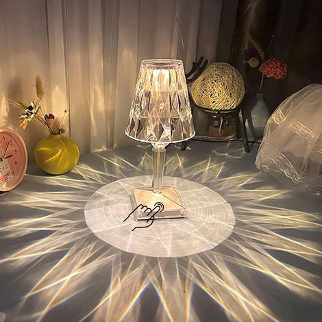 Lampe en cristal, avec 3 lampes décoratives en cristal tricolores, lampes rechargeables par USB pour la chambre, petites lampes de table pour la chambre ou le salon, veilleuse décorative, cadeau idéal (1/5)