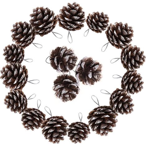 18 Snow-Effect Pine Cone sapin Decorations – solution décorative pratique, installation facile et usage (1/5)