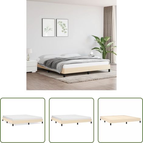 Sommeil -  Cadre de lit sans matelas crème 160x200 cm tissu (1/5)