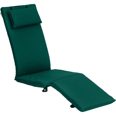 Gardenista Cuscino per sedia a sdraio, cuscino per sedia a sdraio reclinabile resistente all'acqua con poggiatesta e rivestimento rimovibile facile da pulire, Verde (1/5)