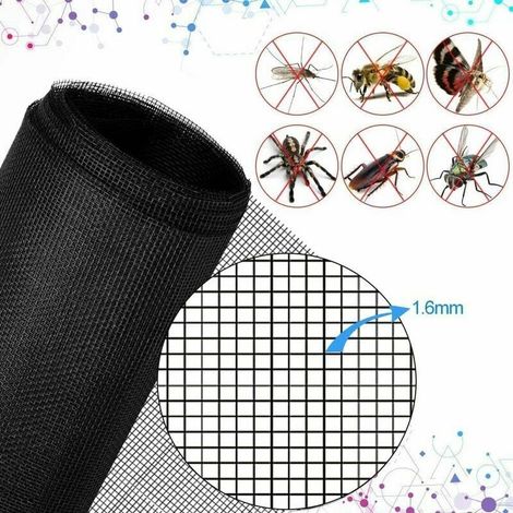 Moustiquaire Fenêtre 300x120cm Fibre de Verre Moustiquaire Rouleau Type Moustiquaire Maille Moustiquaire Moustiquaire Fenêtre DIY Moustiquaire pour Porte et Fenêtre (Noir) (1/5)