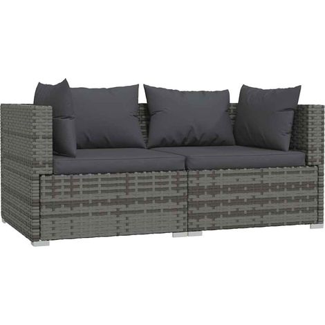 Maison Exclusive - Divano a 2 Posti con Cuscini in Polyrattan Grigio (1/5)
