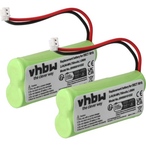 vhbw 2x Akku Ersatz für Audioline 08C/CP18NM, BC101276 für schnurlos Festnetz Telefon (750 mAh, 2,4 V, NiMH) (1/5)