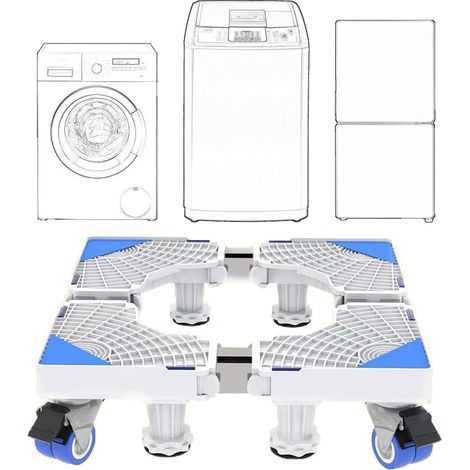 4 Pieds De Machine À Laver,Réglable 41-64 Cm,Avec Roues,Support Réfrigérateur,Sèche-Linge,Cuisine