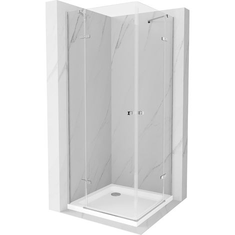 Mexen Roma Duo cabina de ducha abatible 70 x 70 cm, transparente, cromo + plato de ducha Flat - 854-070-070-01-02-4010 (1/5)