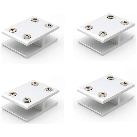 AIDUCHO Set mit 4 180°-Glasklemmen zur beidseitigen Befestigung von Glas an Duschen, Tischen und Paneelen Klemmbereich: 10–12 mm (1/5)