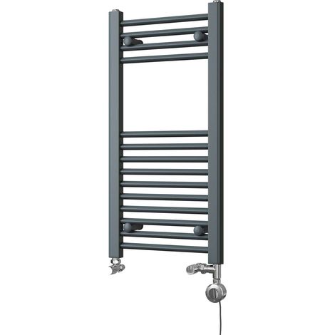 Zennor - Anthracite Dual Fuel Towel Rail H800mm x W400mm Thermostatic - Straight (1/3)