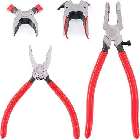 Brechzangen-Set 2in1 Gummispitzen flache gebogene Backen für Buntglas (1/5)