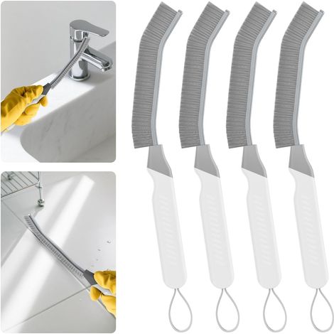 4 Pièces Brosse Nettoyage - Joint Salle de Bain, Brosse pour Joint de Carrelage, Brosses à Poils Durs pour Cuisine, Toilettes WC, Fenêtre, Évier, Véhicule (4, Gris) (1/5)