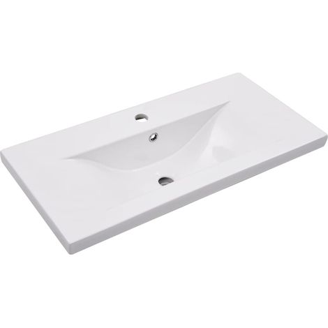 Lavabo de baño empotrado de 81 cm cerámica blanca 020002644
