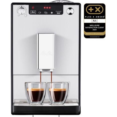 Machine à café broyeur à grain – Pré-infusion pour arômes riches – 2 tasses simultanément – Réglage intensité doux à corsé – Melitta
