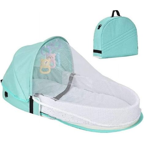 Supyini Baby Travel Cot: Mosquito Net, Awning, Foldable - Portable Baby Nest, Changing Bag, Comfortable Sleep (1/5)