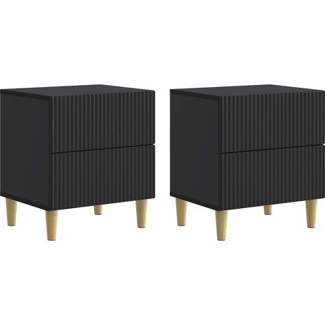 vidaXL Armadio da Notte con cassetto 2 pcs Nero 43 x 34,5 x 48 cm
