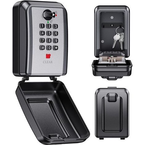 Boite a Clés Murale. Boite a Clefs Securisee Exterieur à 12 Chiffres avec Code Réinitialisable. Grande Capacité Boite à Clé Résistante aux Intempéries. Coffre Fort a Clef pour Maison Garage (1/5)