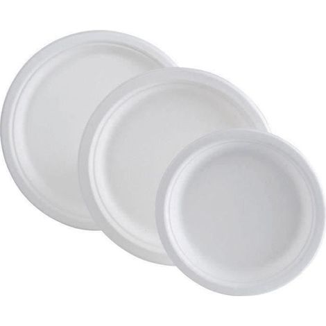50 assiettes rondes en bagasse, 23 cm, biodégradables, pour événements festifs et professionnels