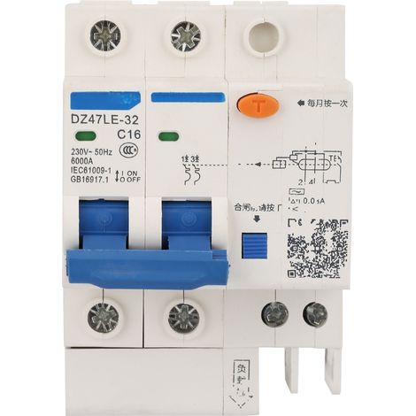 Disjoncteur, disjoncteur de fuite 16A 2P + 2 protection contre les courts-circuits pour les ménages de construction technique (1/5)