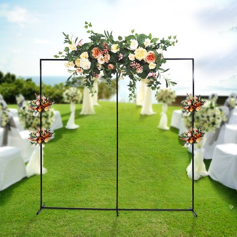Arche de jardin carrée en métal pour mariage, support de mariage en fer noir 2,3m×2,3m (1/5)