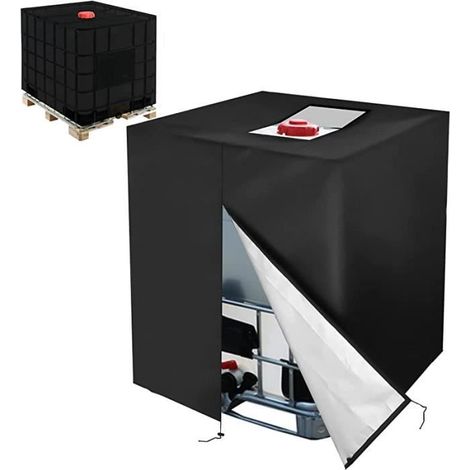 Bâche Réservoir d'eau IBC 1000 L Couverture Container Citerne Eau Pluie Coupe-Vent Anti-UV 420D Résistant à la Déchirure
