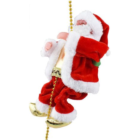 Beleuchtete, kletternde Weihnachtsmannfigur aus Kunststoff, Weihnachtsdekoration zum Aufhängen für Partys und Abende. (1/4)