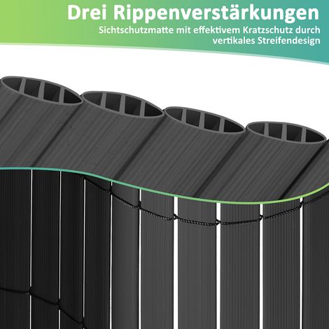 Jiubiaz PVC Sichtschutzmatte Balkon – Stabiler Wind- & Sichtschutz für Garten, Terrasse & Zaun Grau 140x300cm