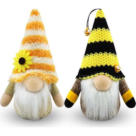 Ensemble de 2 Pères Noël en peluche, décoration d'automne, Pères Noël abeille, décoration de ferme faite à la main pour la maison et la cuisine (1/5)