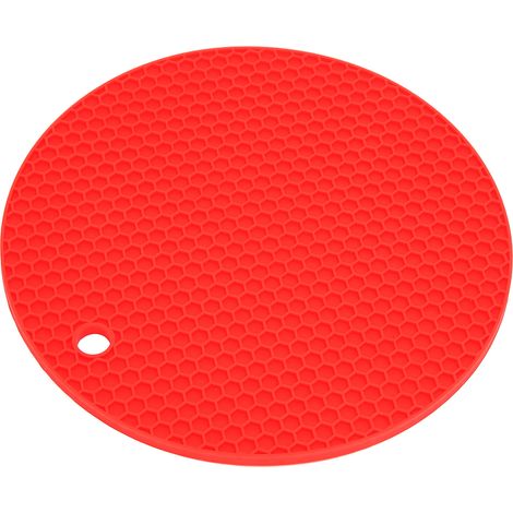 Tapis de table rond en silicone épais de qualité alimentaire, isolant pour four à micro-ondes, rouge (1/5)