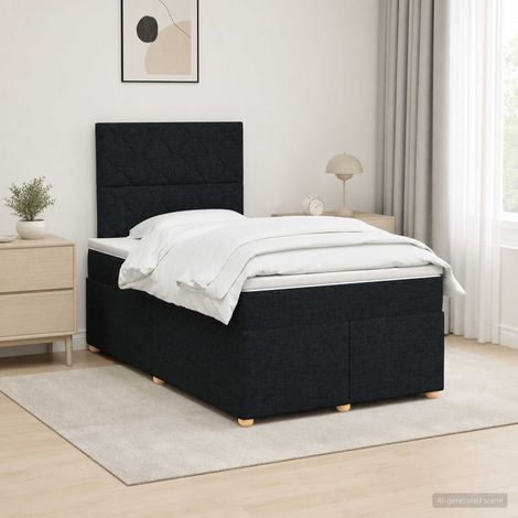 vidaXL Lit boxspring avec matelas Noir 120 x 200 cm Tissu (1/5)