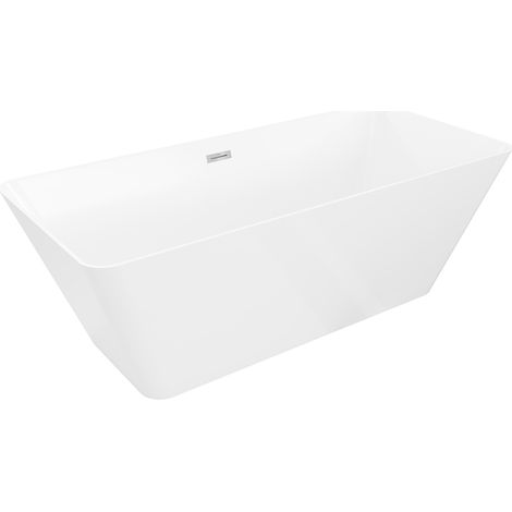 Mexen Velo Slim vasca da bagno autoportante 170 x 75 cm, bianca, troppo pieno cromo - 52811707500-01 (1/5)
