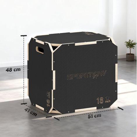 Plyo box 51x48x41 cm in legno nero, regolabile su 3 altezze, per spazi ridotti – MEUBLIV (1/5)