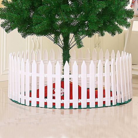 Décorations de sapin de Noël, clôture, rambarde de sapin de Noël, clôture en PVC blanc, style rétro festif (1/5)