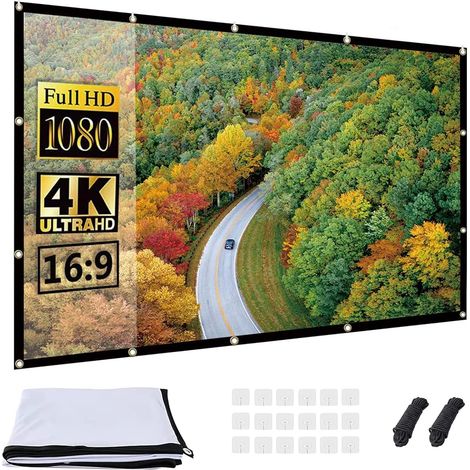 Ecran de Projection 100 Pouces,Ecran Videoprojecteur 4K HD 16: 9 Pliable, Double Face Anti-Plis Ecran Projecteur pour cinéma Maison cinéma intérieur extérieur (1/5)