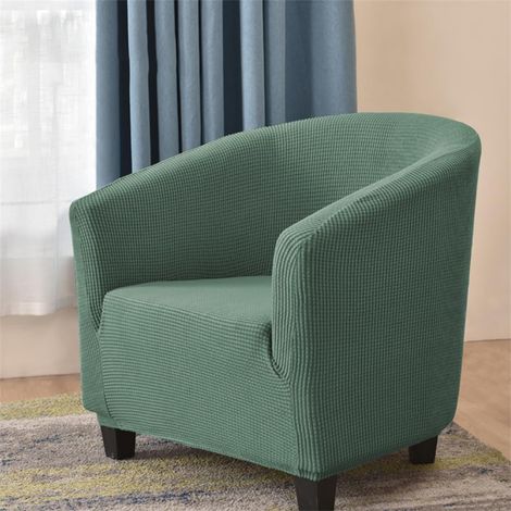 Extensible Housse de Fauteuil Chesterfield Jacquard Couleur Unie 1 Place Housse de Canapé Salon Club Facile à Installer et à Laver Couverture de Fauteuil(Vert Foncé) (1/5)
