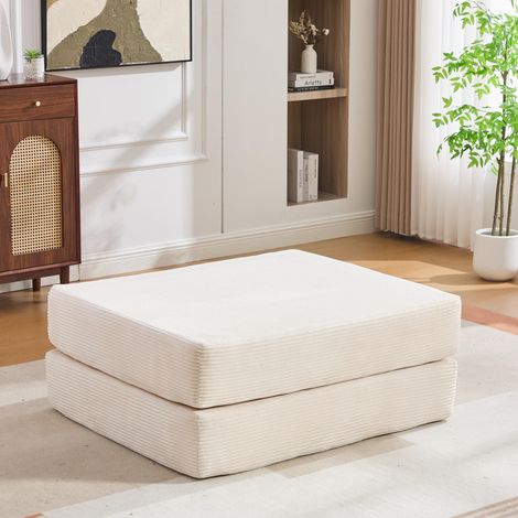 Chaise de compression velours côtelé beige, structure métallique, ergonomique, poche latérale et coussin inclus, polyvalente. (1/5)