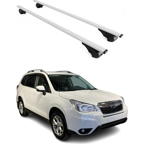 OMAC Barres de toit pour Subaru Forester IV 2013-2018 – TÜV / DIN 75302:2019 – Antivol inclus – Charge max 75 kg – 2 barres Argent (1/4)