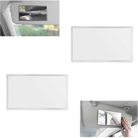 Lot de 2 miroirs de maquillage pour voiture, miroirs de pare-soleil, miroirs de courtoisie en acier inoxydable pour voiture et chambre, 11 x 6,5 cm (1/5)