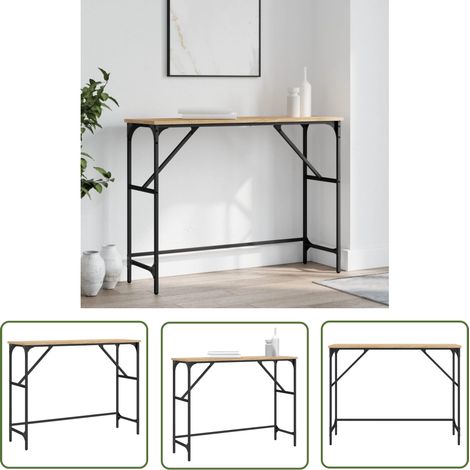 The Living Store Konsolentisch Sonoma-Eiche 100x32x75 cm Holzwerkstoff - Konsolentisch - Flurtisch - Couchtisch - Wohnzimmerstil - Industrial Style (1/5)