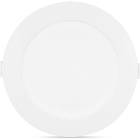 Plafonnier rond Polycarbonate blanc encastrable SLIMY ECO Ø230mm - 3000K Blanc chaud - 18W - 1500Lm (1/10)