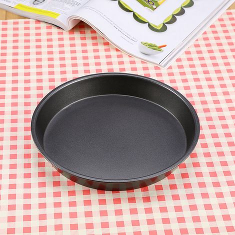 Plaque à pizza ronde antiadhésive en acier au carbone de 23 cm (9 pouces), compatible micro-ondes et four. (1/4)