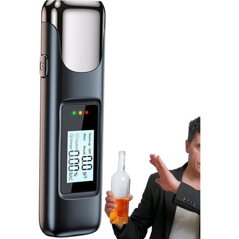 Éthylotest pour alcool, éthylotest personnel Éthylotest sanguin avec écran LCD numérique haute sensibilité - Détecteur d'alcool rechargeable par USB, éthylotest (1/5)