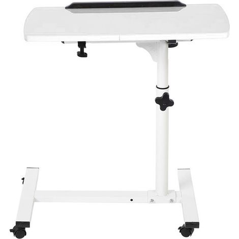 Tablette blanche roulante pour ordinateur portable, multifonction, amovible, avec roulettes, idéale pour lit, canapé, livres et snacks (1/5)
