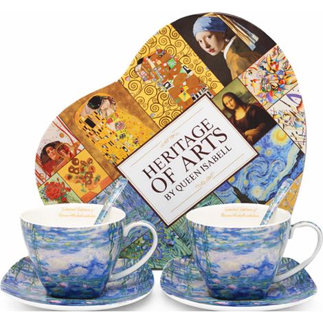 Tazas de porcelana con cuchara y platillo, 2 unidades. Van Gogh, 250 ml, como regalo. (1/5)