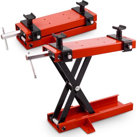 Bituxx Motorrad Heber Hebebühne Montagebock Scherenheber Montageständer Lift mit Bodenfixierung bis 500kg Rot