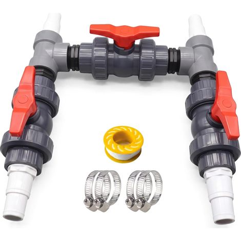 Tuyau de dérivation de piscine avec vanne à 3 voies pour tuyau de dérivation de piscine de 32/38 mm de diamètre - Assemblage de connexion de piscine de pompe à chaleur - Chauffage de piscine (1/5)