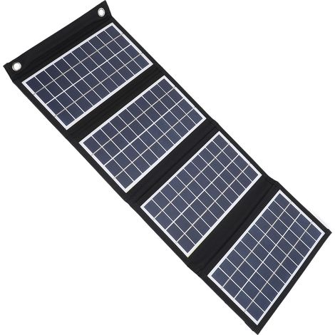 Panneau solaire portable 30 W 5 V pliable avec deux ports USB pour le camping et les excursions en plein air (4 pièces). (1/5)