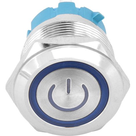 2 Interrupteurs Bouton Auto-Rétablissement IP65 220VAC 22mm 4 Broches avec Voyant Lumineux Bleu (1/5)