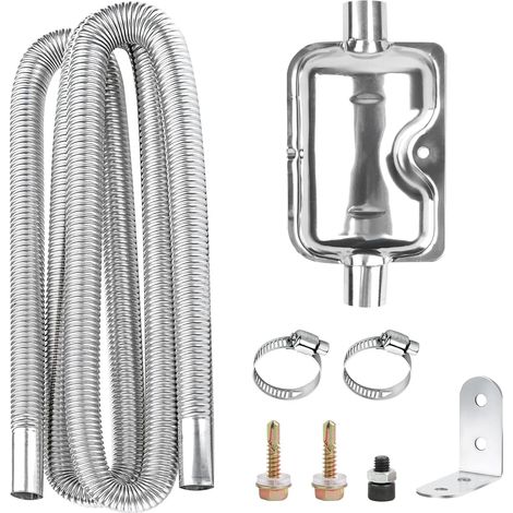Tuyau d'échappement avec Silencieux, 200cm Portable Flexible Tuyau d'échappement en Acier Inoxydable Avec 2 colliers de serrage,Chauffage,Réservoir de carburant,Silencieux pour chauffage diesel (1/5)
