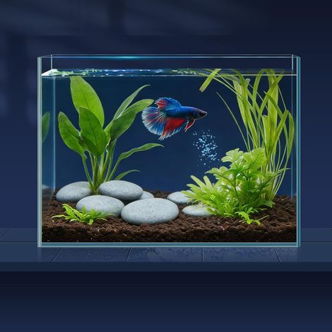 Aquarium 7.6L Ultra-White Glass Cleaning Kit with Siphon Net for Betta Goldfish Indoor Decoration