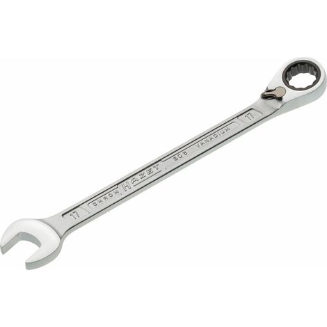Hazet Knarren Ring-Maulschlüssel, Außen-Doppel-Sechskant-Tractionsprofil, 17 mm
